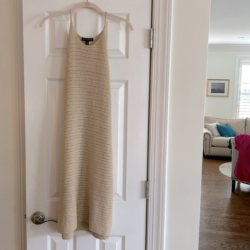 Neutral crocheted Banana Republic dress!
